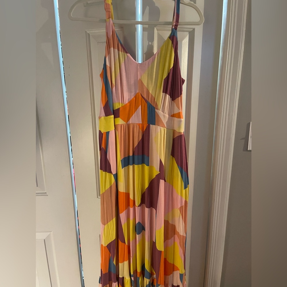 Colorful Abstract Maxi Dress with pockets